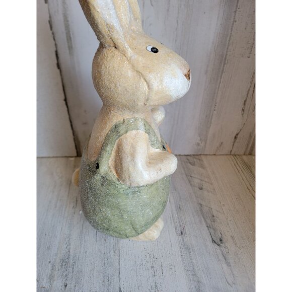 Vintage paper mache rabbit overalls‎ carrot Easter large home decor - Picture 5 of 8